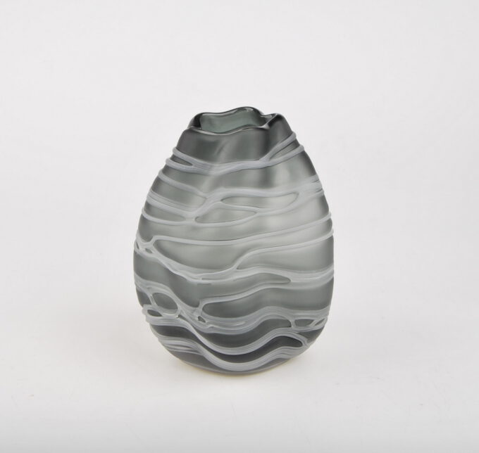 Glas-Vase STROP I, grau