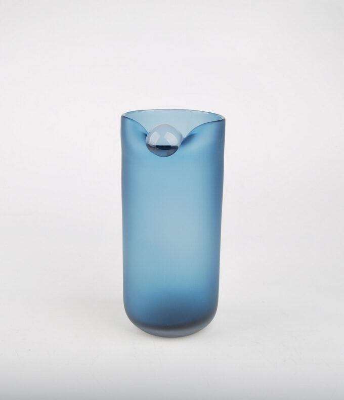 hohe Glas-Vase DROP in blau,